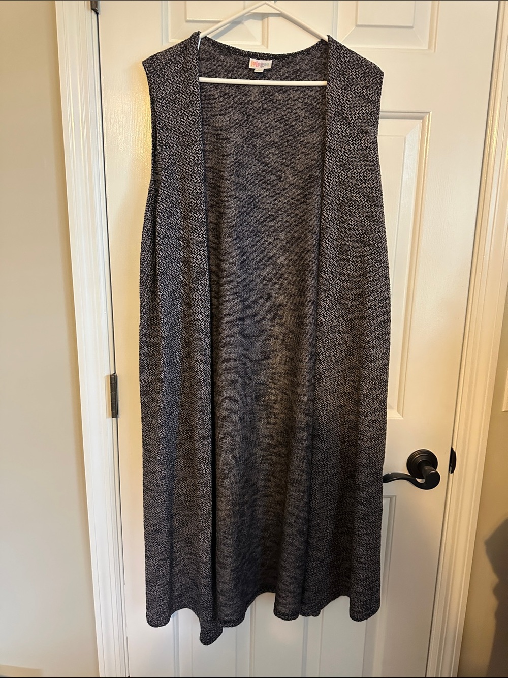 LuLaRoe Open-Front Long Knit Vest in Heather Gray